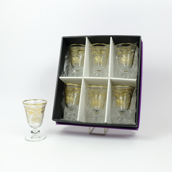 Set of 6 pieces of glass cup with golden pattern art - Image 2