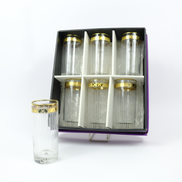 Set of 6 pieces of glass cup with special golden pattern bold frame - Image 2