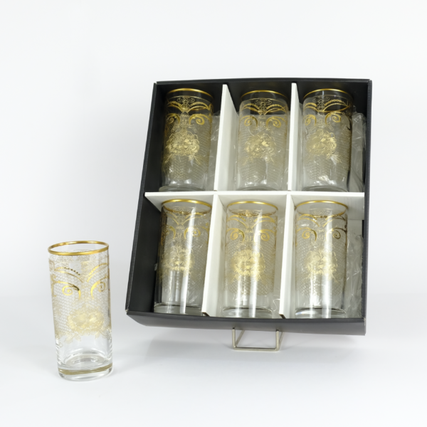 Set of 6 pieces of glass cup with golden pattern art - Image 2
