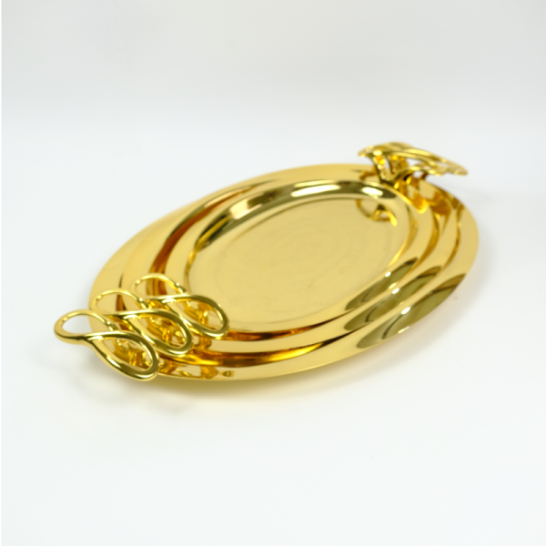3-Piece oval tray set with handles - Image 3