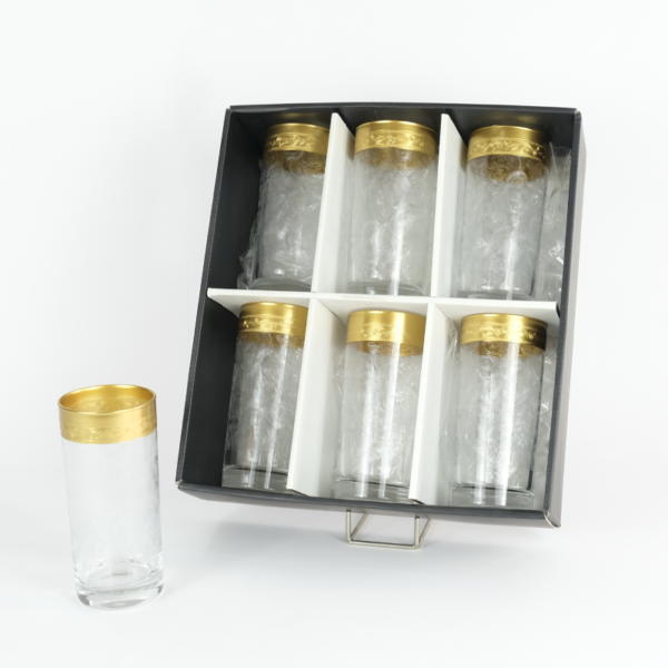 Set of 6 pieces of glass cup with bold golden pattern frame line. - Image 2