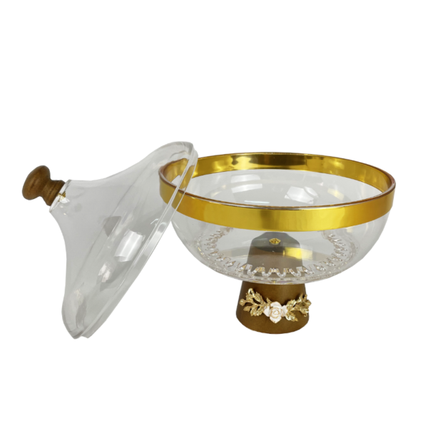 Deluxe acrylic thamer bowl base and knob wooden . Base with zinc flower - Image 2