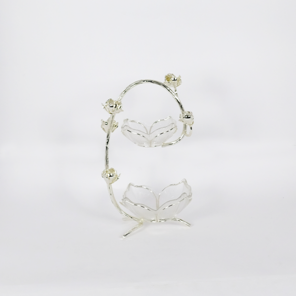 Two Rose Basket with Crystal Bowl - Image 2