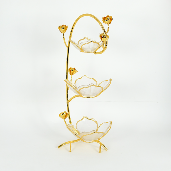 Three Rose Basket with Crystal Bowl - Image 3