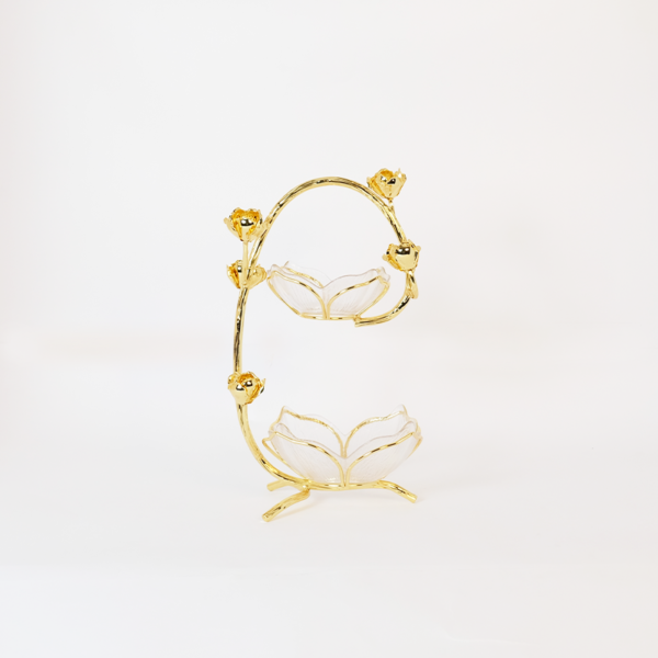 Two Rose Basket with Crystal Bowl - Image 3