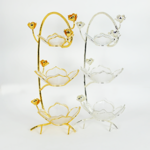 Three Rose Basket with Crystal Bowl