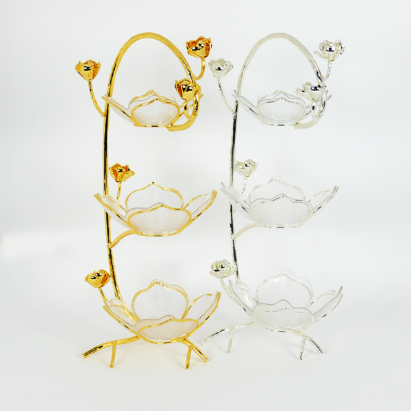 Three Rose Basket with Crystal Bowl