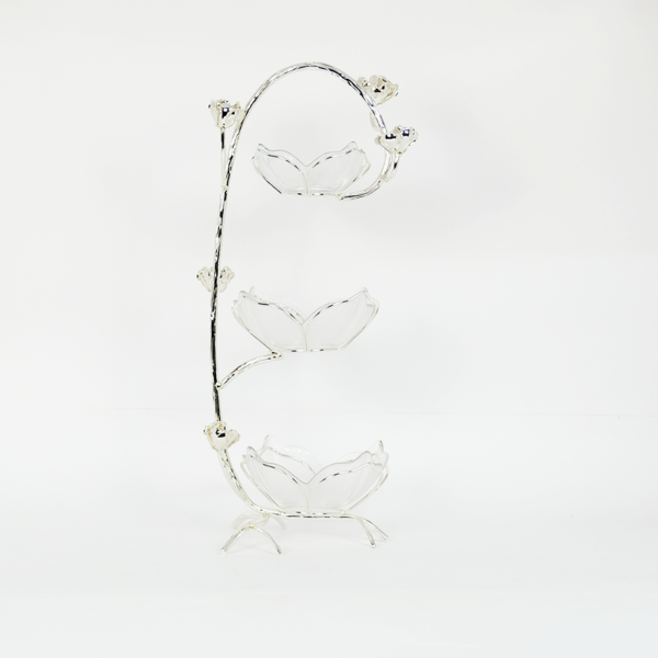 Three Rose Basket with Crystal Bowl - Image 2