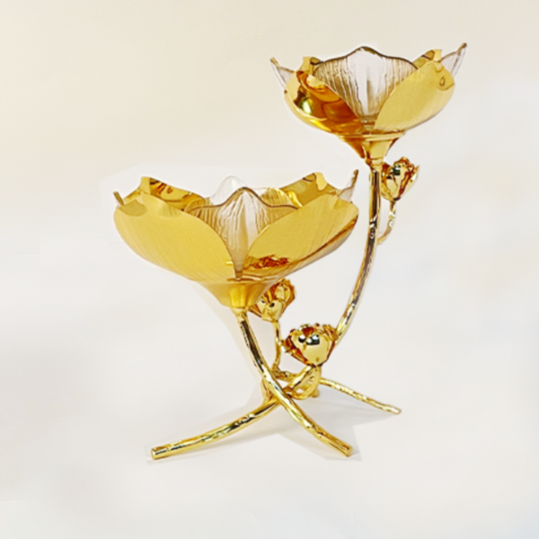 Double Flower Stand with Crystal Bowl - Image 3