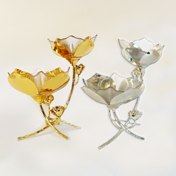 Double Flower Stand with Crystal Bowl