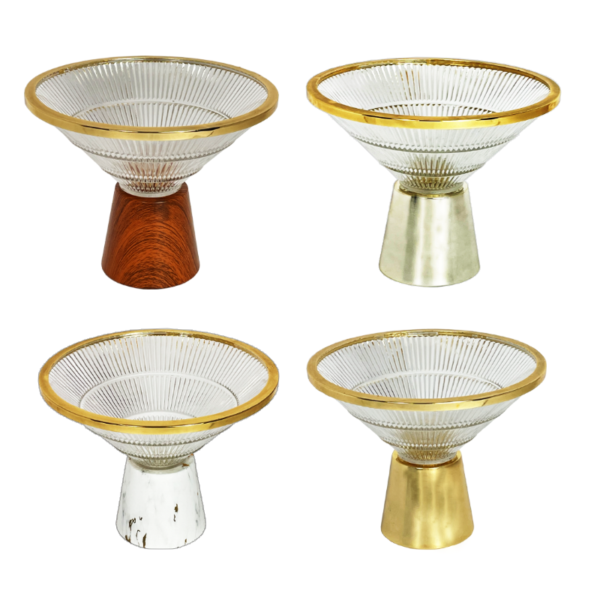 Deluxe Glass Candy Bowl with Metal Base and Frame