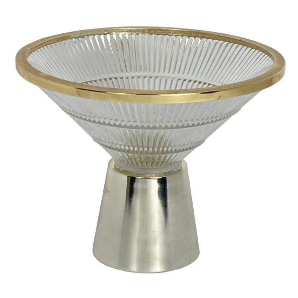 Deluxe Glass Candy Bowl with Metal Base and Frame - Image 3