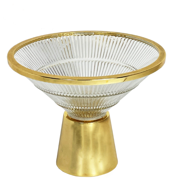 Deluxe Glass Candy Bowl with Metal Base and Frame - Image 2
