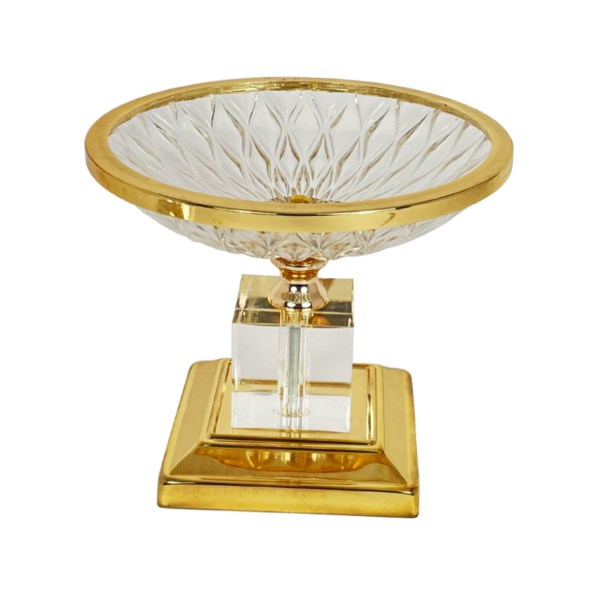 Deluxe Glass Candy Bowl with Metal Base and Frame - Image 3