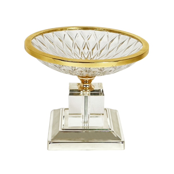 Deluxe Glass Candy Bowl with Metal Base and Frame - Image 2