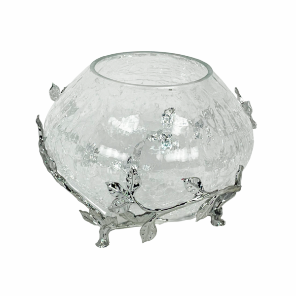 Deluxe Round Glass Candy Bowl with Metal Stand - Image 3