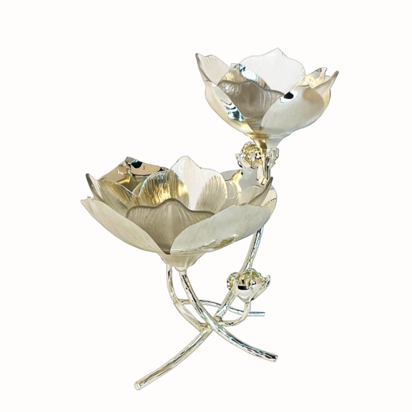Double Flower Stand with Crystal Bowl - Image 2