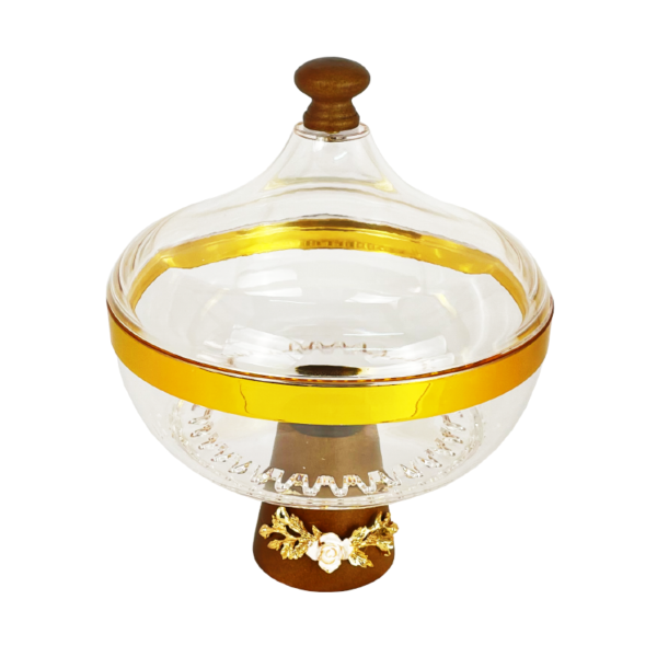 Deluxe acrylic thamer bowl base and knob wooden . Base with zinc flower