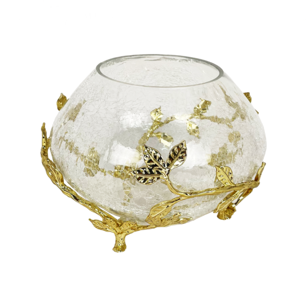 Deluxe Round Glass Candy Bowl with Metal Stand - Image 2
