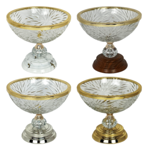 Deluxe Glass Candy Bowl with Metal Base