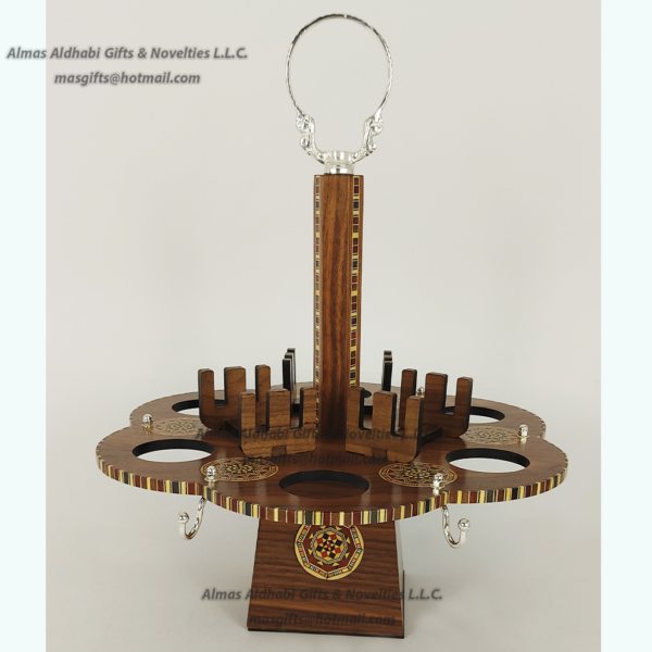 Hexagonal Tea & Coffee Cups / Plates Holding  Wooden Stand with mosaic. - Image 6