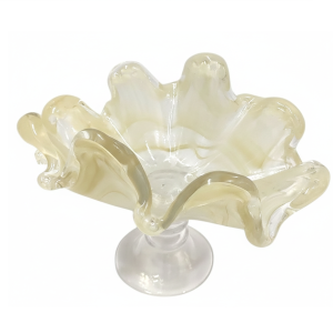 Murano Style Ruffled Glass Centerpiece – Large Decorative Jardineira