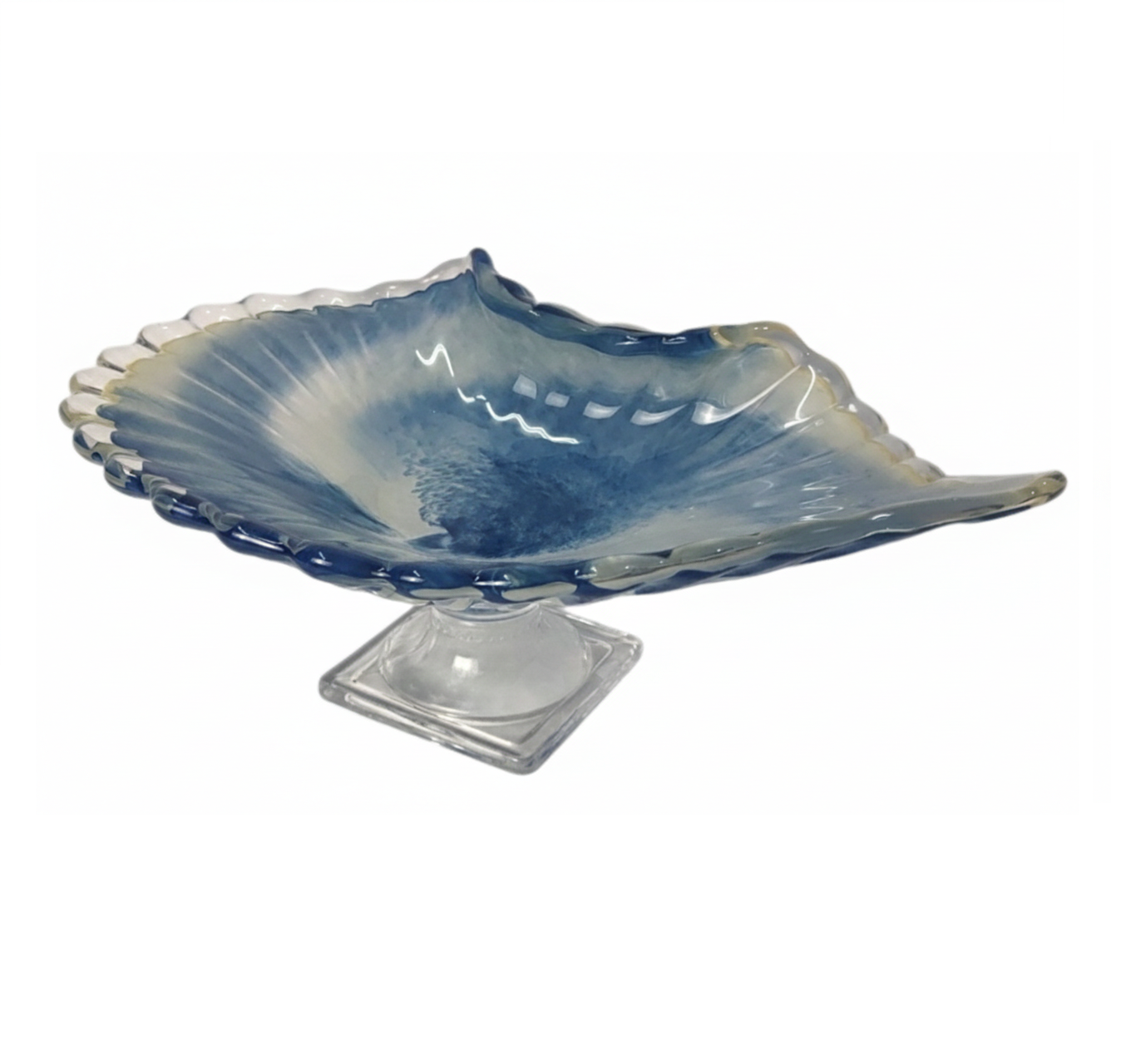 Murano-Style Scalloped Seashell Centerpiece – Hand-Blown Art Glass
