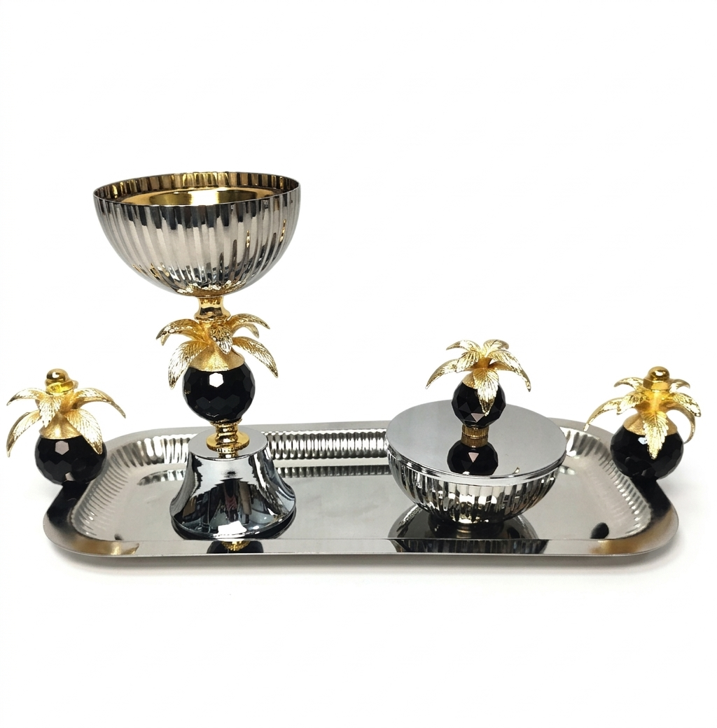 Almas Royal 3-Piece Incense Burner Set – Silver & Gold